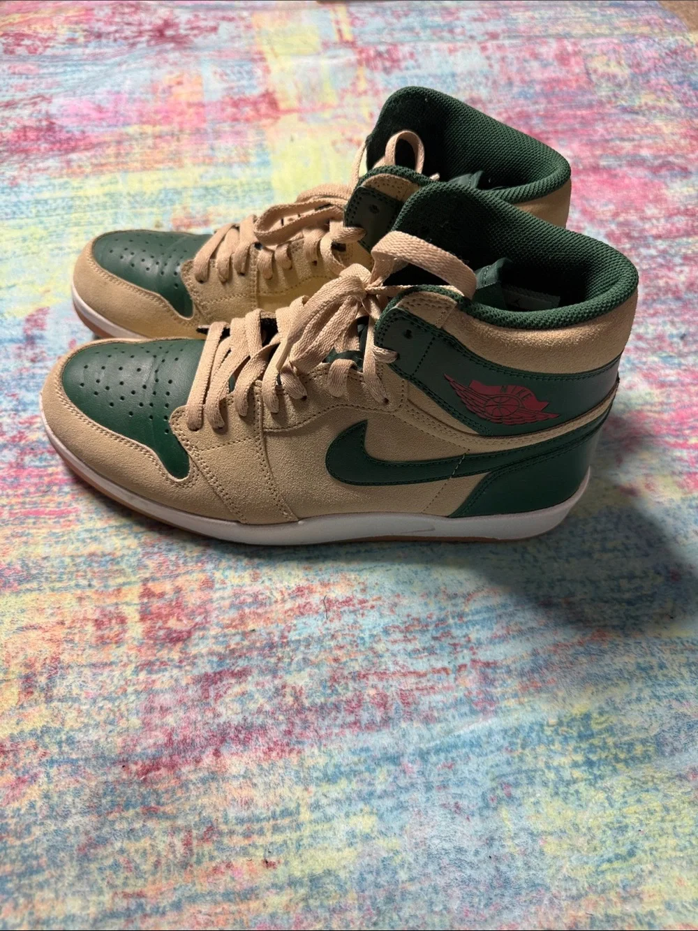 Nike Men’s High-Top Sneakers in Green and Tan